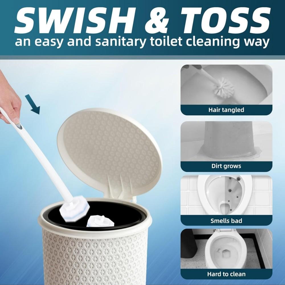 50 Disposable Toilet Cleaning Brush Replacement Heads Durable & Compatible with Most Brushes Separate Design for Hygienic Daily Use High-Quality Materials Easy Install Snap-On Refills