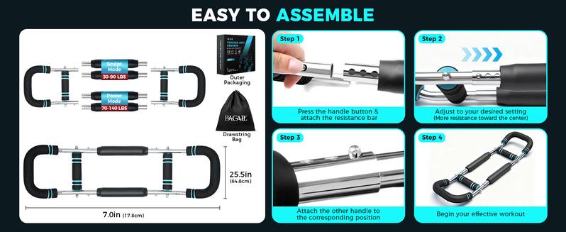 【Holiday Haul】BAGAIL Twister Arm Trainer 5-Level Resistance 40-130 lbs for Chest & Arm Workout Home Gym Strength Training Equipment with Ergonomic Grips & Carry Bag for Men and Women Adjustable Exercise Machine