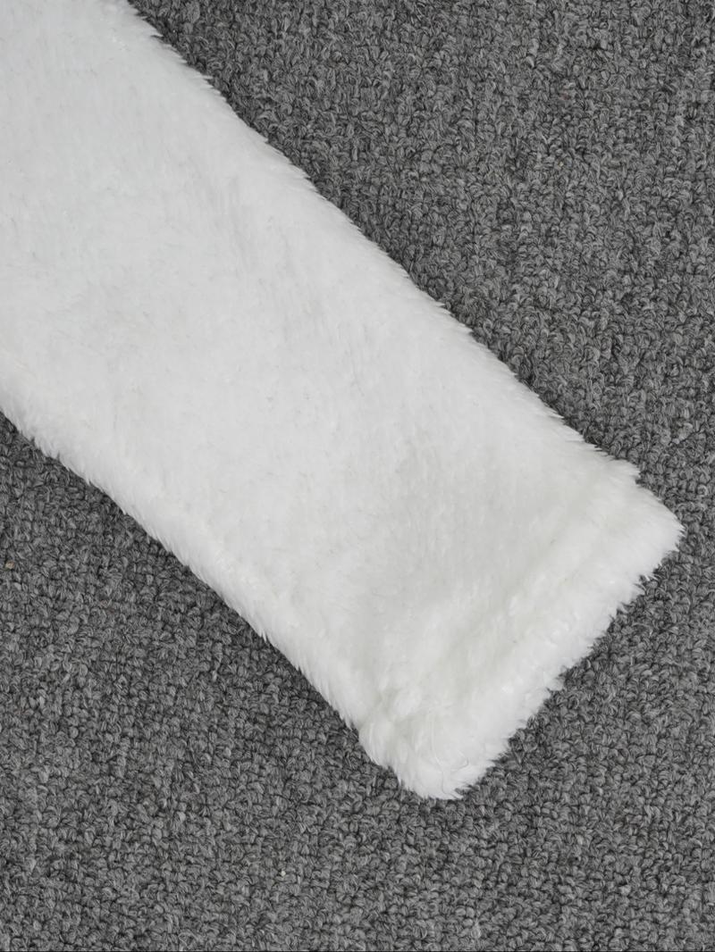 Autumn and winter women's soft plush suit, one shoulder short top+pants, milky white to show off temperament, suitable for both home and outdoor activities, lazy yet fashionable