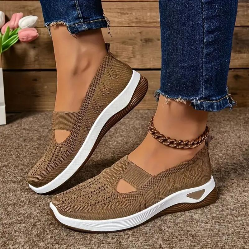 Rain Core Women's Cut-out Sneakers Casual Breathable Slip On Walking Shoes Lightweight Outdoor Flat Shoes for Girl