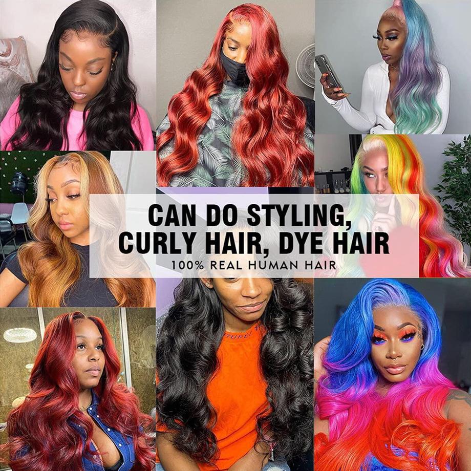 13x6 Body Wave Lace Front Wigs Human Hair Pre Plucked Glueless Wigs 180% Density Body Wave 13x6 HD Transparent Frontal Wigs Lace Front Wigs