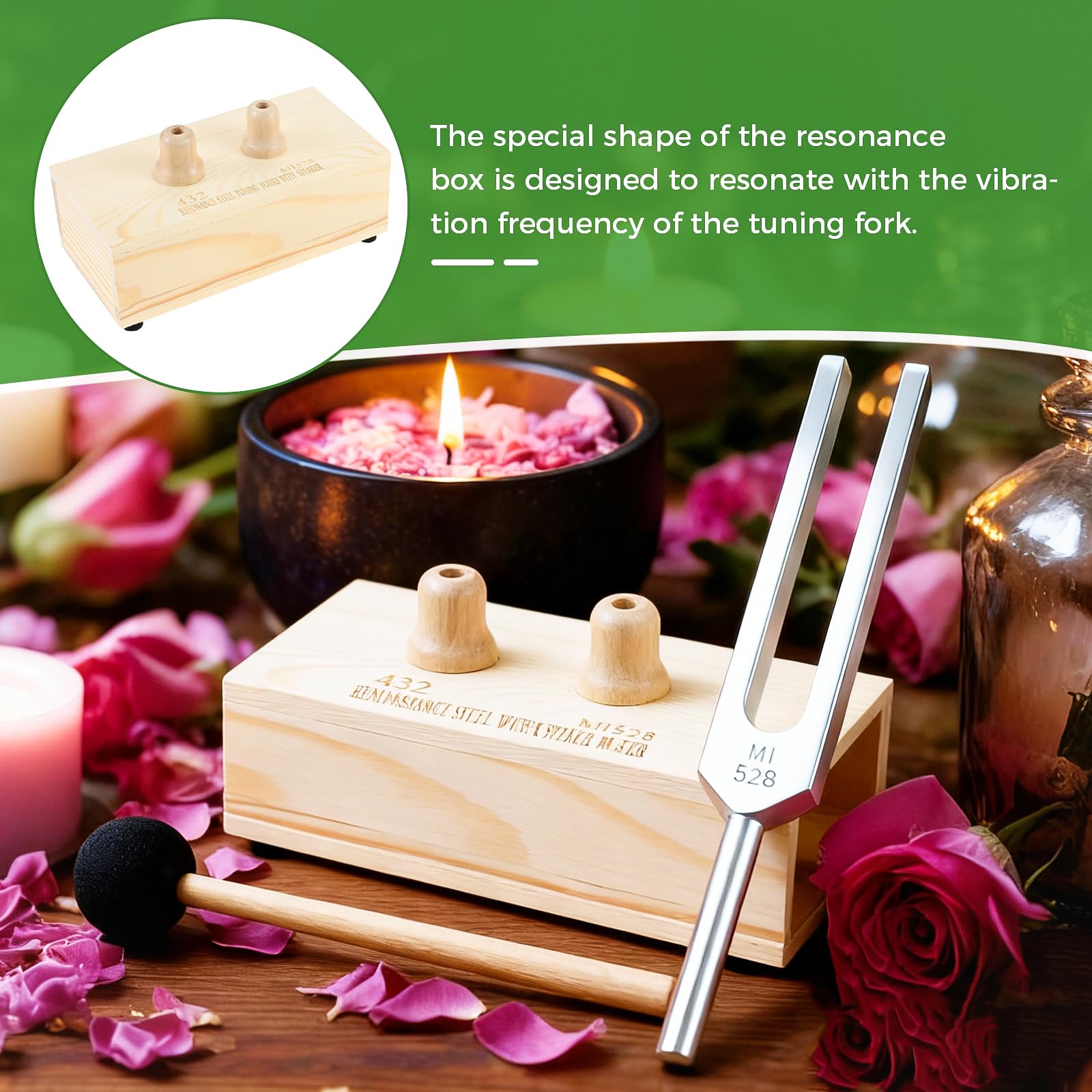 Resonant Tuning Fork Set, 432hz & 528hz Musical Instruments Accessories, Ideal for Yoga Meditation Relaxation Healing