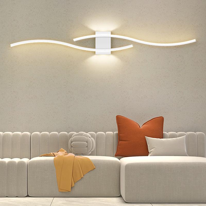 Modern LED Wall Light with Remote Control, Dimmable S-Shaped Design, 60/80cm Wall Mount Lamp for TV Background, Bedroom, Hallway Decor, Home Lighting, Decorative Lighting, LED Ambient Light