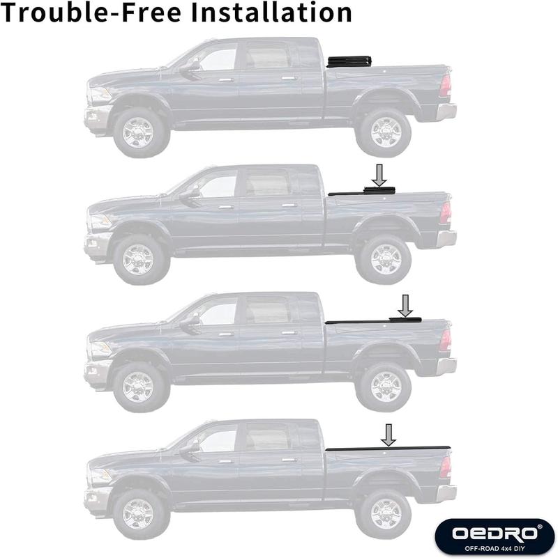 oEdRo Soft Quad Fold Tonneau Cover Four Fold Truck Bed Covers Compatible with 2009-2025 Dodge Ram 1500 (Inclu. Classic & New) 5.6' Bed Without Ram Box