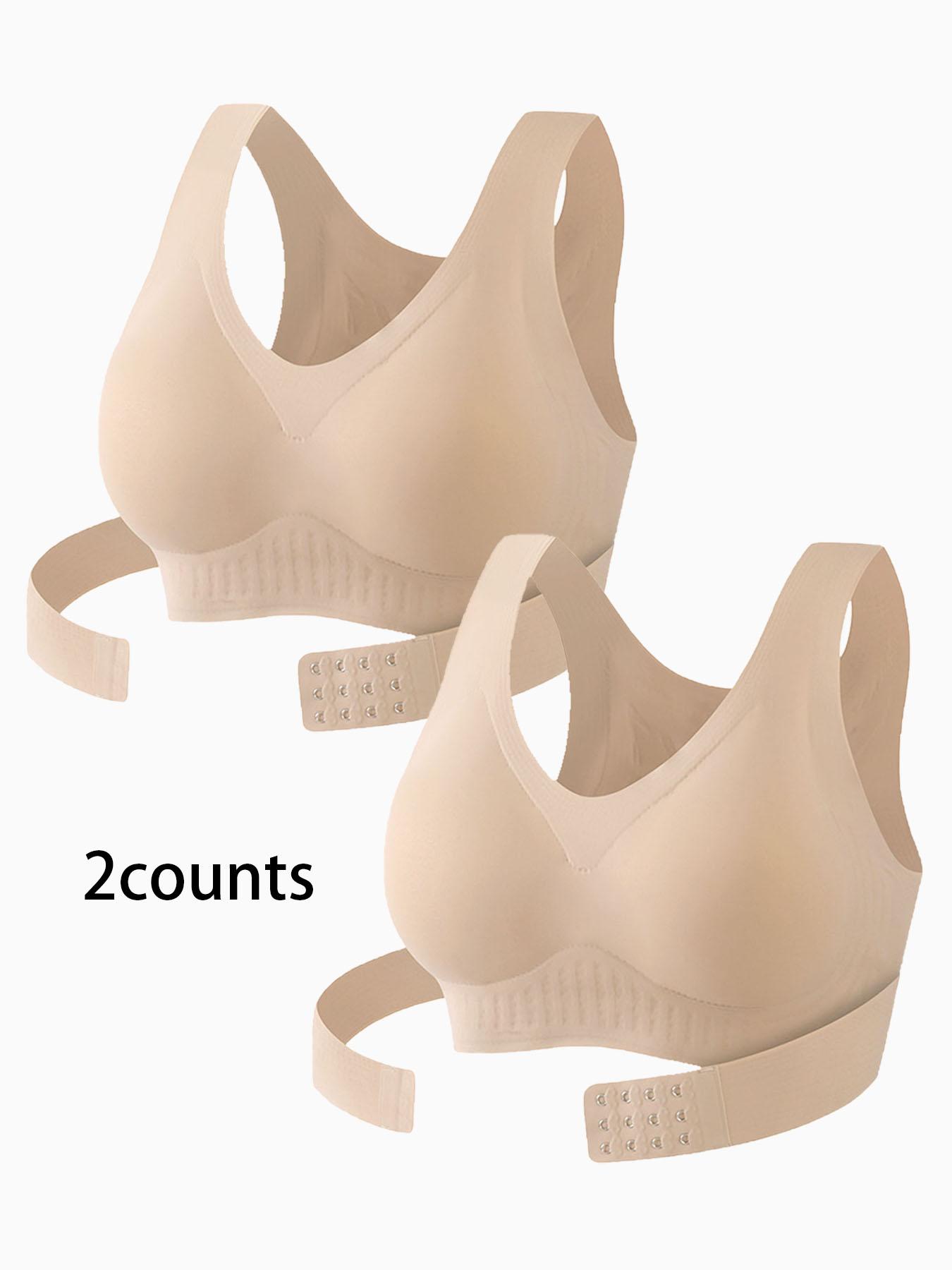Women's Wireless Posture-Correcting Bra, Adjustable Waist Support, Medium Support, Full Coverage, Casual Plain Design, All Seasons Wear