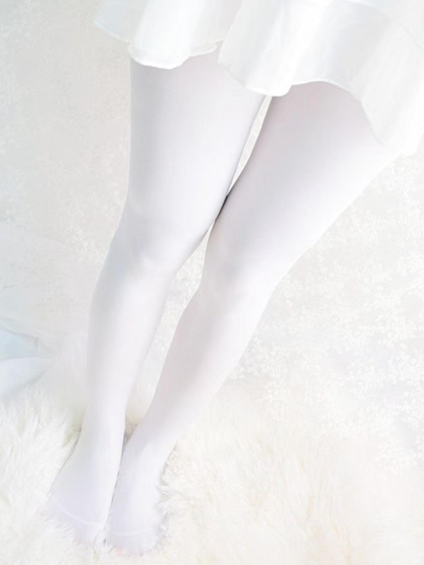 Lolita Velvet Stocking Pantyhose, Jk Girl Dance Fitted Slimming Leggings, High Waist Plain Pattern, Casual All Seasons Wear