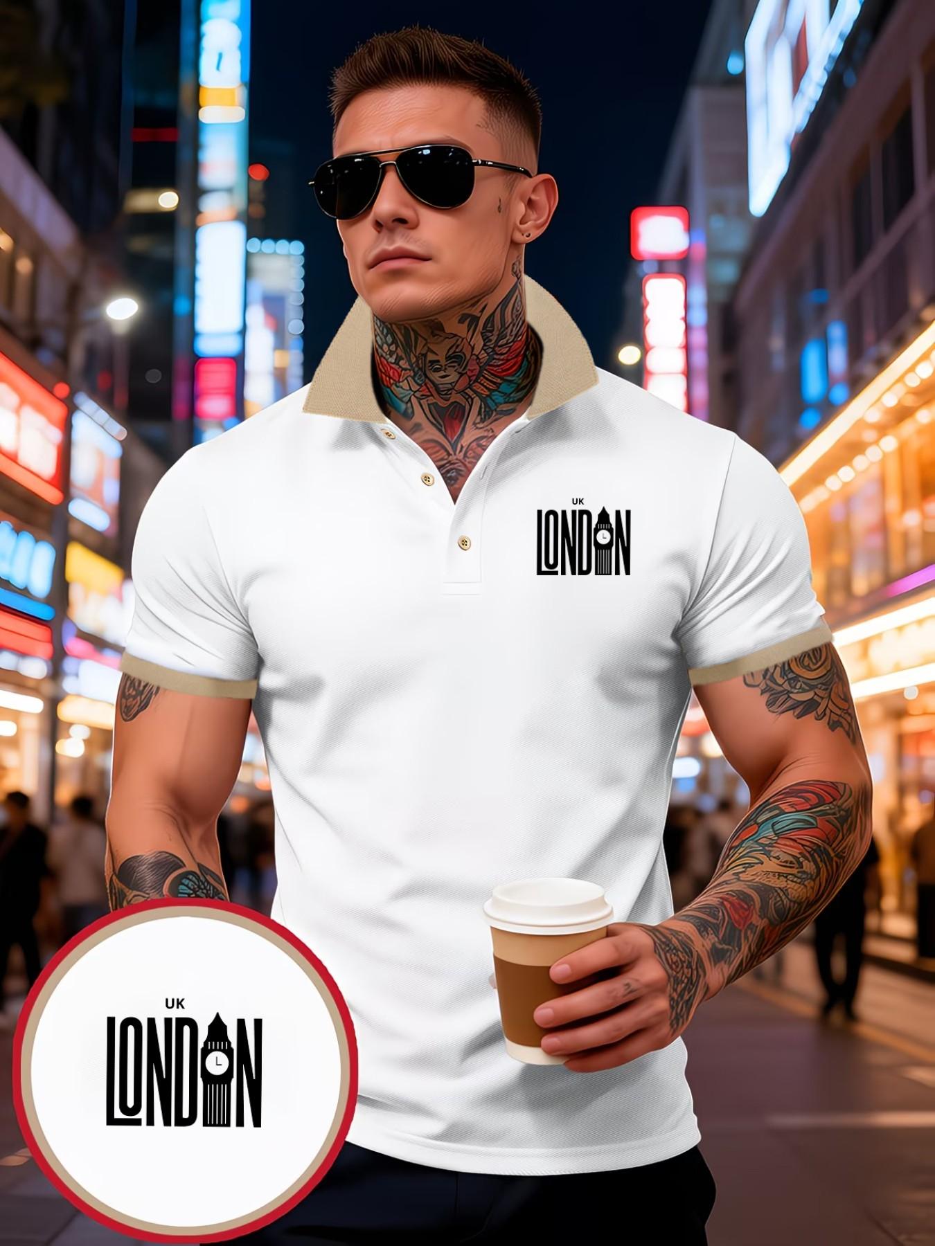 Men's Summer Trendy Colorblock Collared Short Sleeve Polo Shirt, Fashionable Slim Fit, Best Choice for Men, Stylish and Comfortable