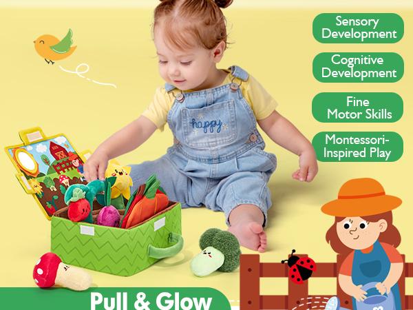 hahaland My First Garden Stuffed Toys Set Sensory for Babies 6-12 Months First Birthday Gift Plush Toy Montessori Educational Learning Toddler Toy with Rattle Maracas Cradle Safe Soft for Newborns & Infant Valentine's Day Gift for Kids - Cute