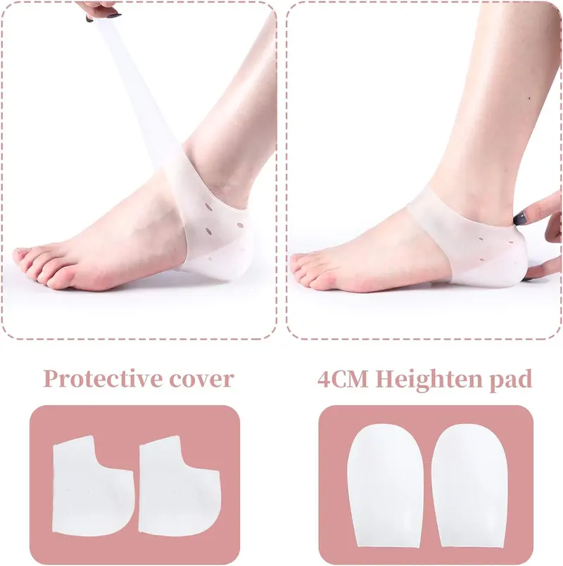 Product Introduction of Silicone Heel Protectors Invisible Inner Insole Height Increase Insoles ~2.5cm (subject to body weight) Height Invisible Shoe Lifts Arch Inserts Footwear Comfort Nail Soft comfortable gel pat 11