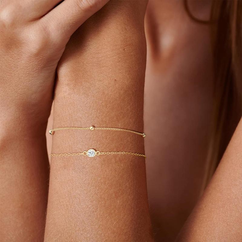 TEWIKY Bracelet Sets Dainty Snake Chain Bracelet Adjustable Cuban Link Bracelet For Women Cuff Bangle Stackable Bracelets For Womens Jewelry Sets For Valentine's Day gifts