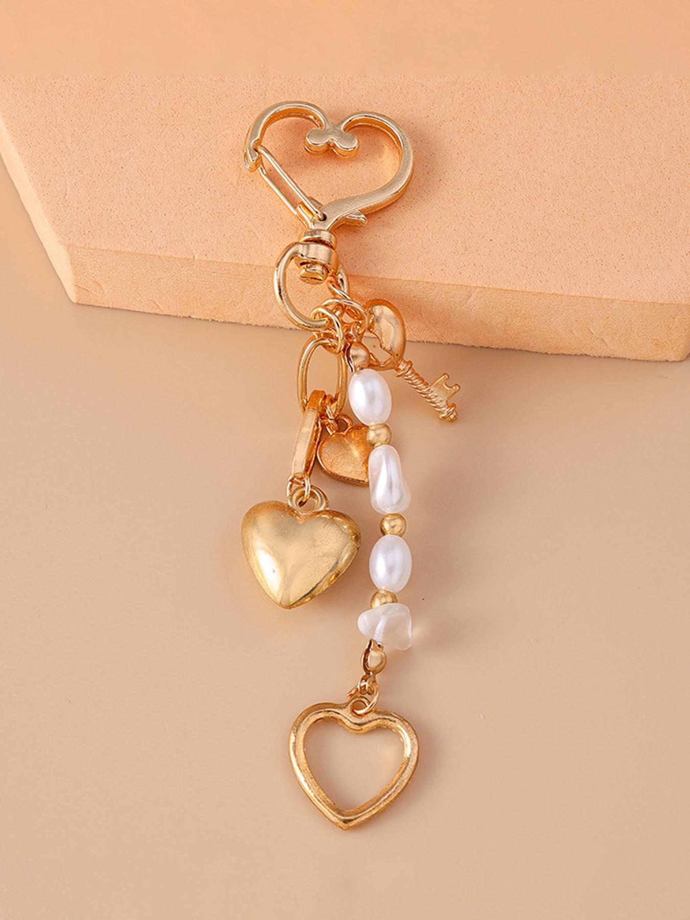 Boho Style Moon Star Sea Star Keychain, Fashion Key Ring with Pearl Shell Beads, Elegant Heart Key Holder, Baroque Bag Charm