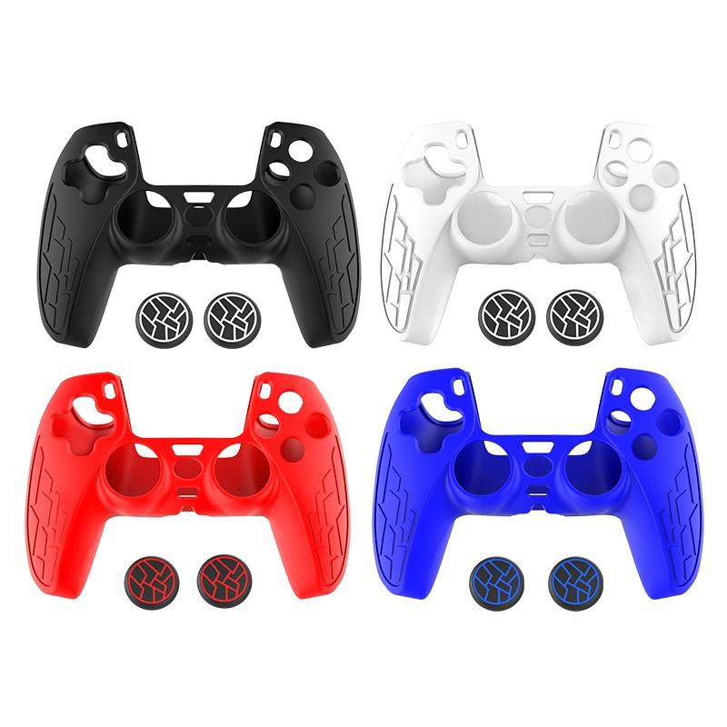 Ps5 Controller Protective Case, Silicone Thumb Grip, Perfect Fit, Includes Two Joystick Caps and Stickers, Shockproof Washable Gift