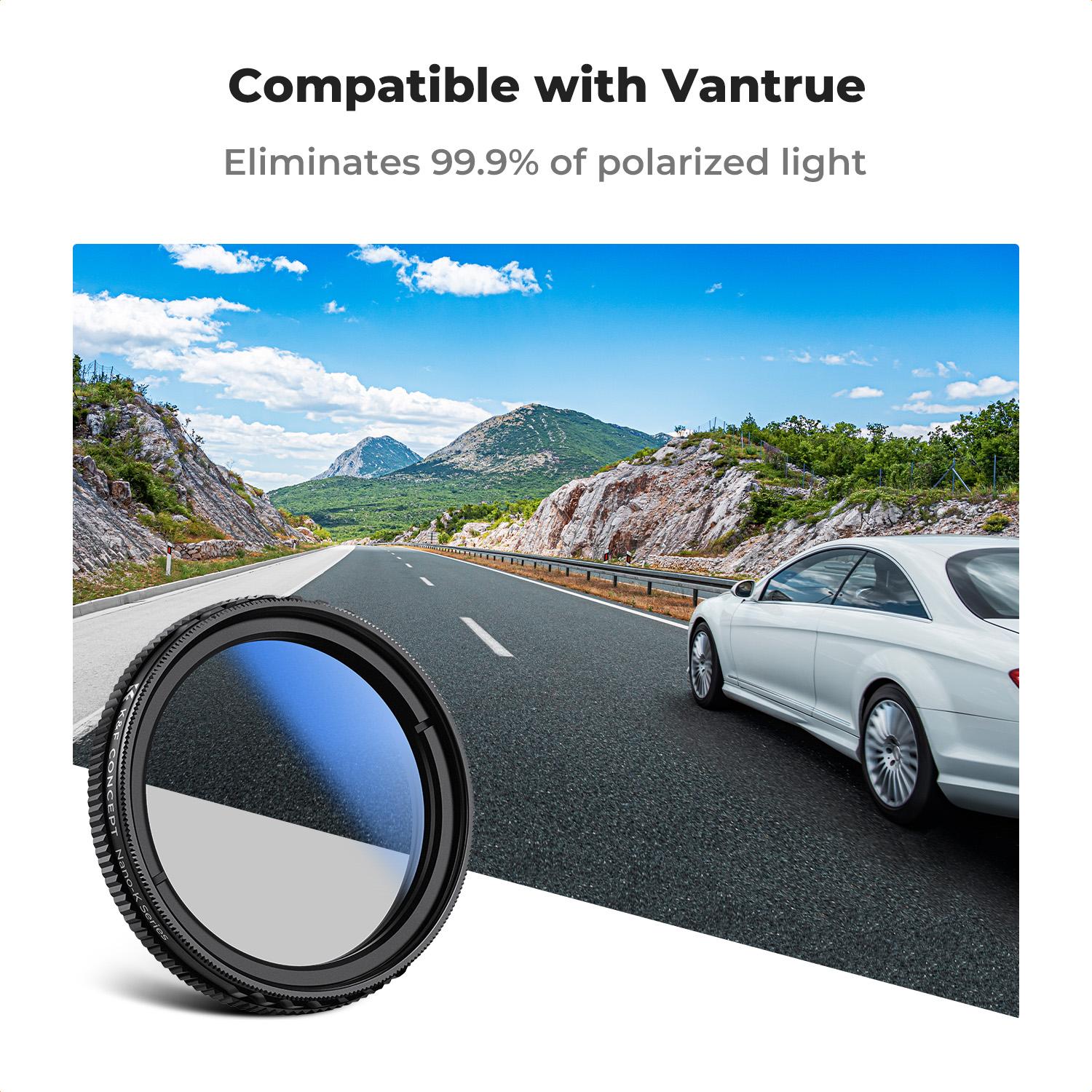 【K&F CONCEPT】 40mm Ultra-Slim CPL Circular Polarizer Dashcam Filter for E1, E2, E3, E1 Lite, S1 Pro, N4 Pro N5 Dashcam, Reduce Glare and Reflection, Enhance Contrast