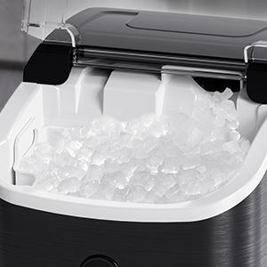 COWSAR Nugget Ice Maker with Handle,33lbs/Day, Produce a Basket in 1.5 Hour, Self-Cleaning, One-Click Design, Compact Ice Maker Nugget with Chewy Ice for Home Bar Party,Black