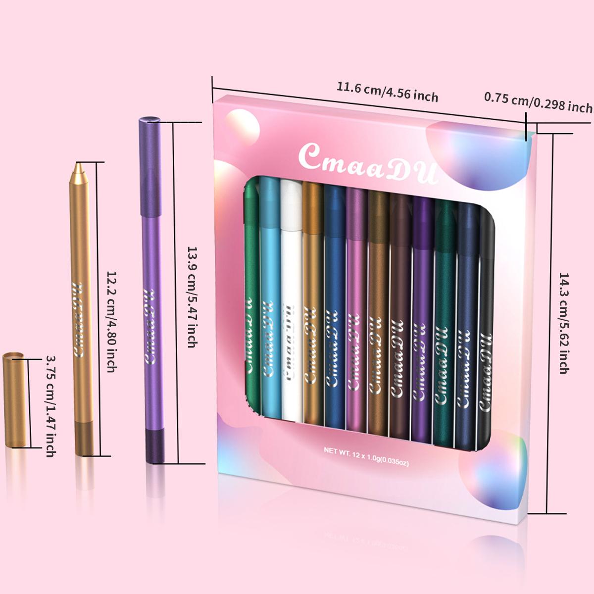 CmaaDu 12-Color Eyeliner and Lip Liner Set, 12-Piece Easy-Color Eyeliner Pencil Bundle, Multi-Use Lip and Eye Makeup Tool for Women and Girls