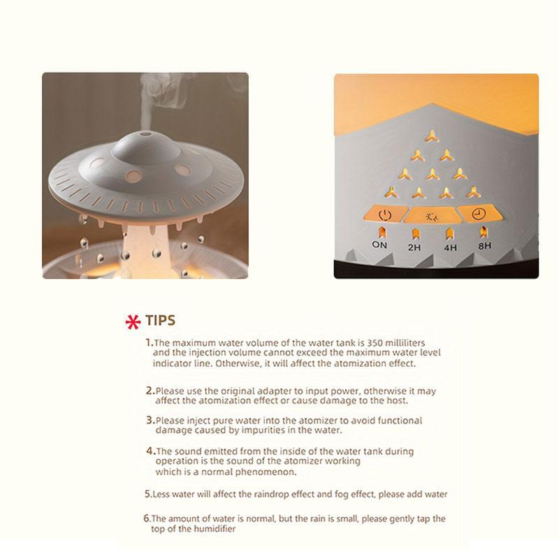 1 piece of raindrop night light aromatherapy machine, colorful atmosphere decorative light, raindrop table lamp diffuser, Fragrance Aroma Humidifier, remote control, atomization mode, timer design, suitable for home living room bedroom, office desktop