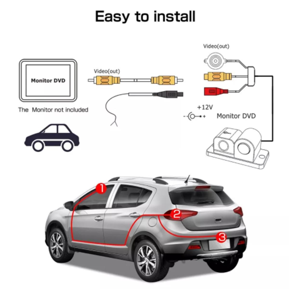 1PC 3 In 1 Car Reverse Backup Radar Rear View Camera W/ 2pcs Parking Radar Sensor