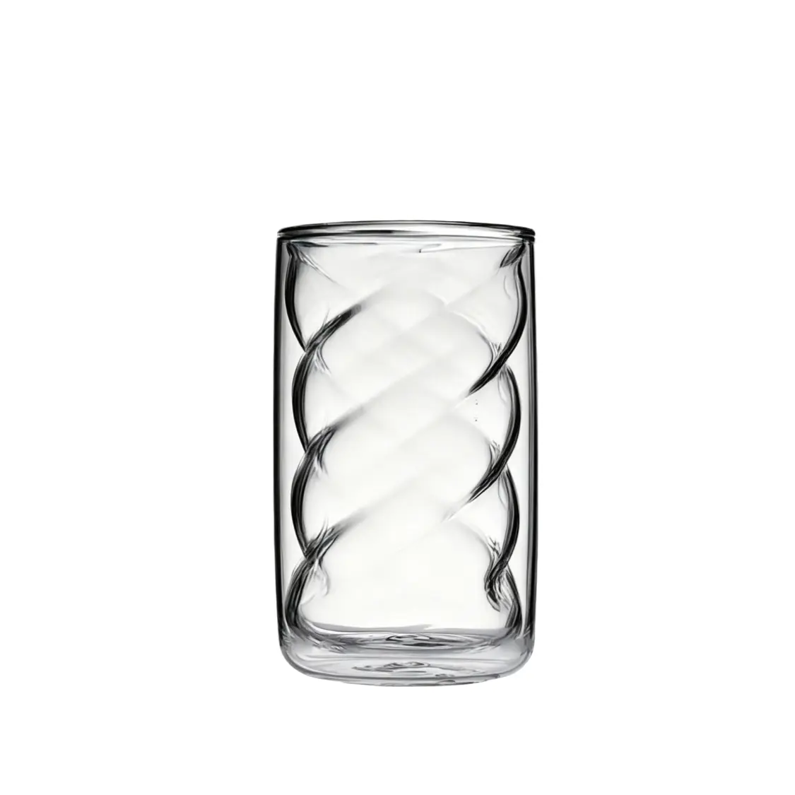 1/2/4 Pcs High Borosilicate Glass Cups, Drinkware, Spiral Design Double Wall Insulated Anti-Scald, Food Grade BPA Free Heat Resistant, Microwave Dishwasher Safe Reusable Breakfast Ice Coffee Beverage Cups, Perfect for Summer Winter Daily Home Office Use