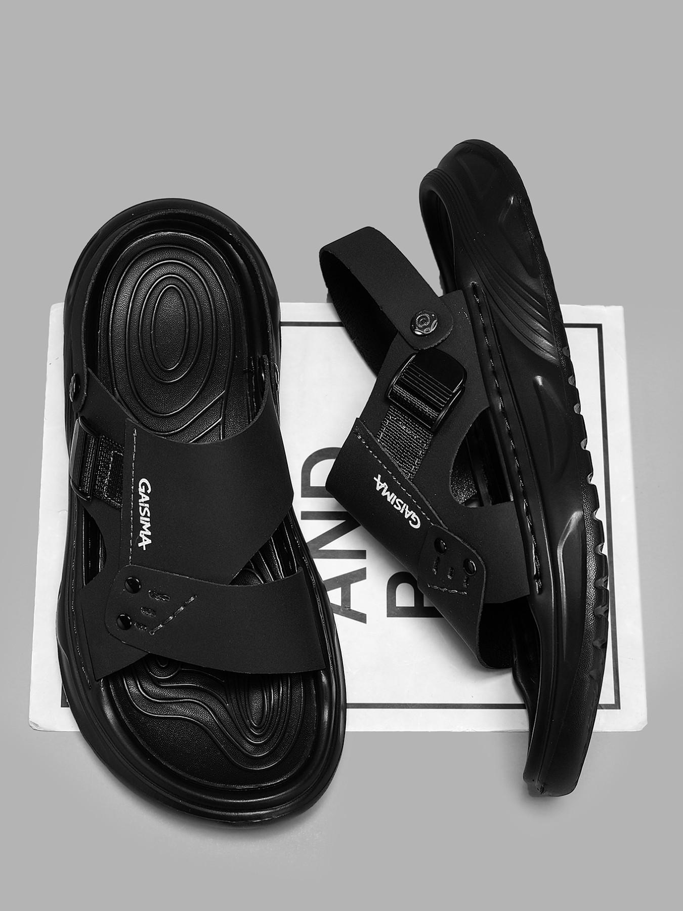 Summer Men's Sandals with Dual Buckles, Casual Non-Slip Soft Sole, Suitable for Driving and Beach, Comfortable Flip Flops for Men