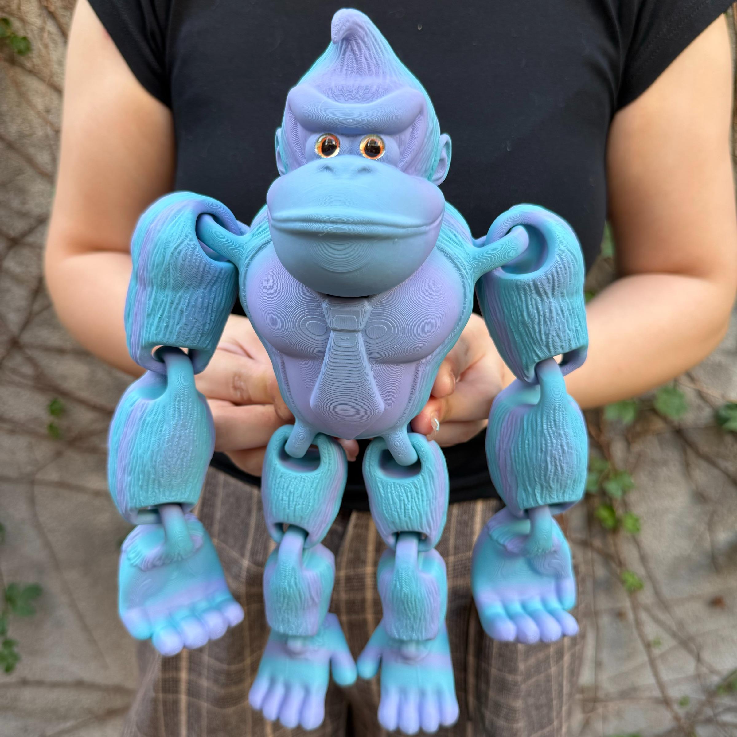 3D Printed Long Arm Gorilla Figurine, Home Decor, Realistic Eyes, Moveable Joints, Articulating Animal Figurines, Christmas Gift, Birthday Present, Animal Statue