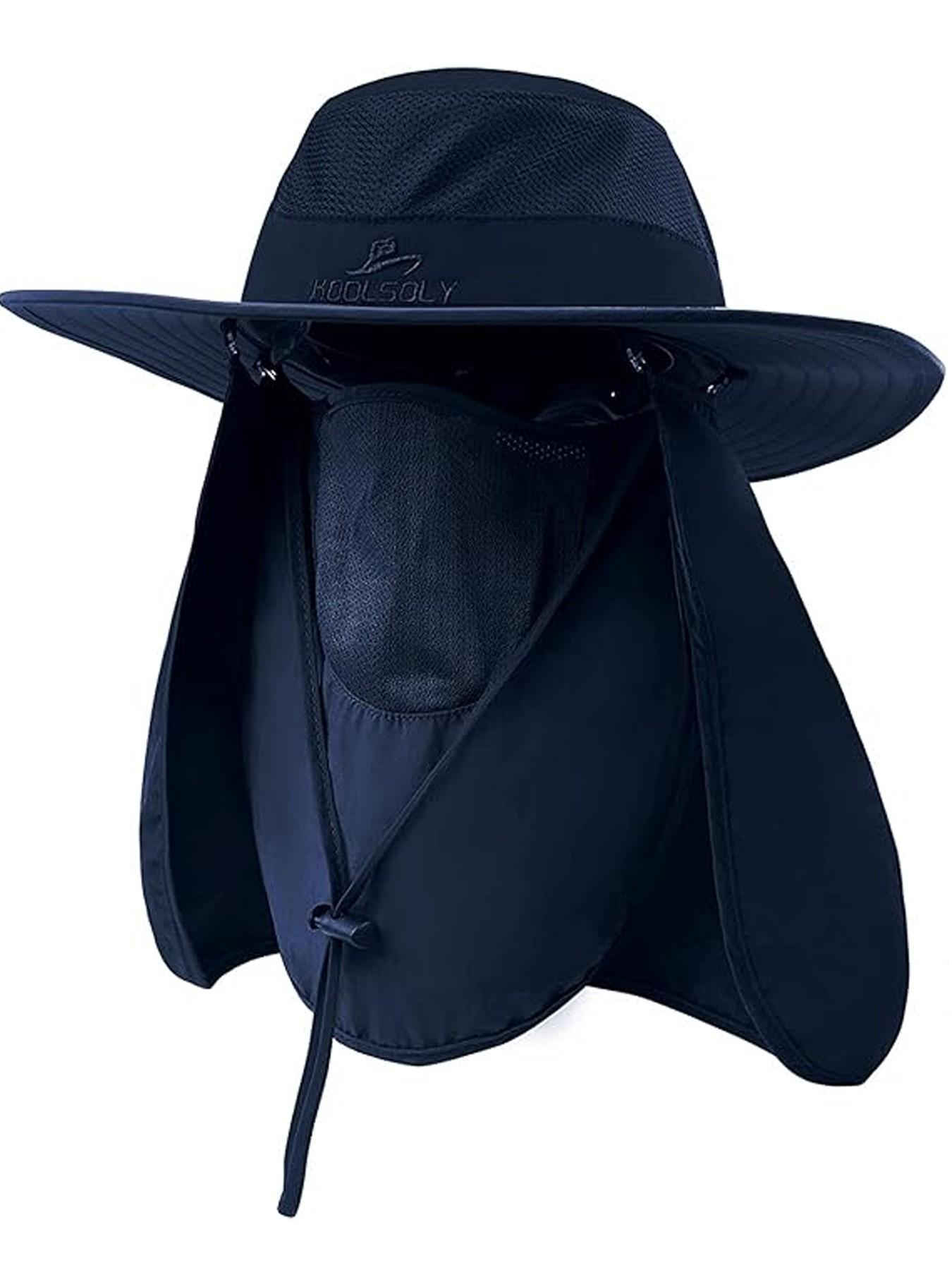 Outdoor UV Sun Protection Wide Brim Fishing Cap with Removable Flap