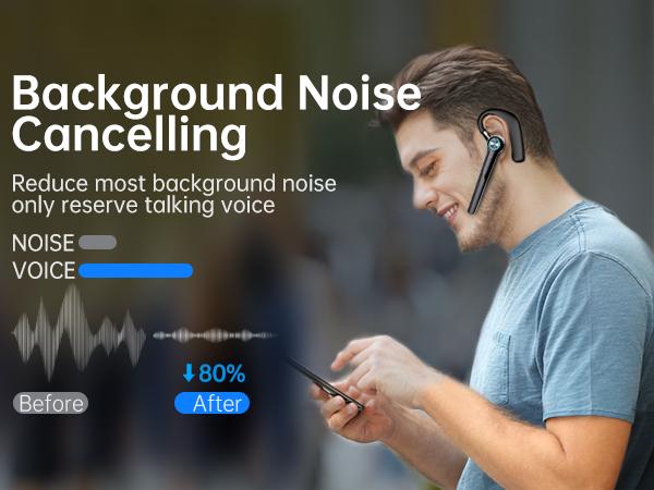 ONE LIFE G3 Driver Bluetooth Headset ENC Dual-Mic Noise Cancel V5.3, 60H Playtime, LED Case. Ideal for Truckers, Office & Driving Handsfree, One-Touch Mute, Secure Fit. Audio Headphone