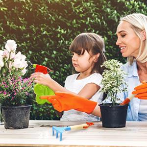 EFFUN Gardening Set, Tool Kit, for Kids, STEM, Includes Tote Bag, Spade, Watering Can, Rake, Fork, Trowel and Gloves