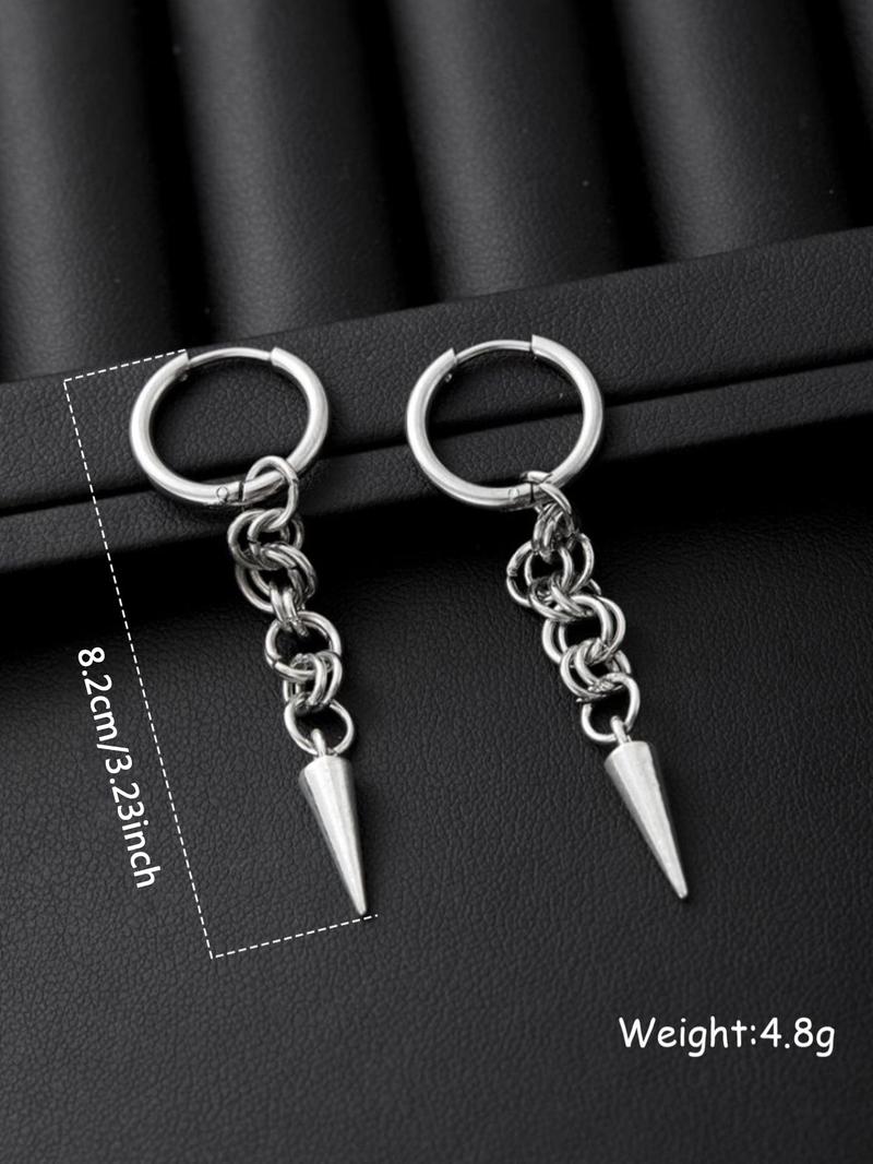 Punk Style Chain Design Dangle High Quality Earrings, Fashionable Jewelry for Women & Men, Trendy All-match & Exquisite Jewelry for Birthday Gift