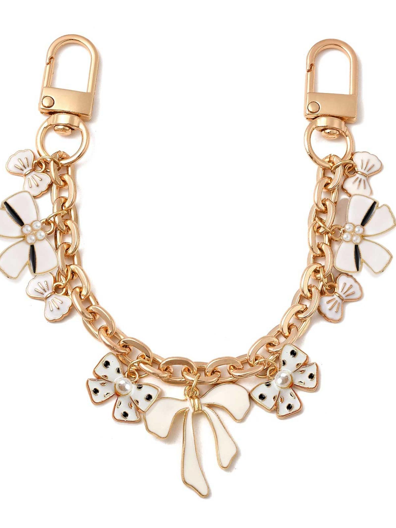 Bow Bag, Fashion Chain Strap, Chain Purse Handbag Charms with Enamel Bowknot Charms Bow Purse Strap Bag Extension Replacement Keychain Accessories for Handbags Shoulder Tote Crossbody