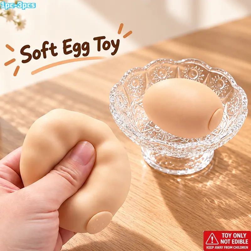 HEFENGCL - Realistic Egg Crispy Pinch Food Toy, Contains Q Elastic Crispy Eggs, Sensory Squishy Eggs with Building Blocks, Fun Desktop Toy, Relaxing Touch Sensory Handheld Stress Relieving Toy Suitable for Office Travel Party Gift