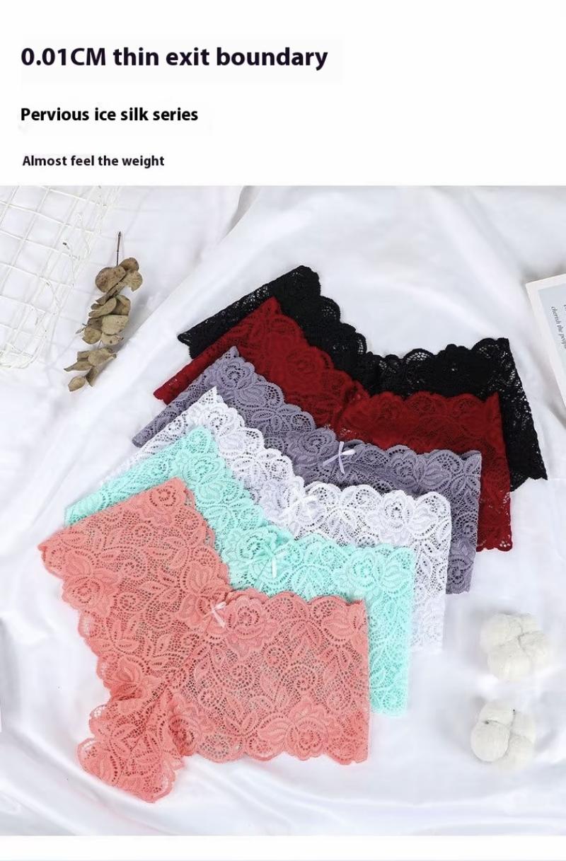 Lace Bikini Pants for Women - Low-Rise, Wavy Edges,Semi-Transparent Mesh, Skin-Friendly, Soft, Triangle Style,ldeal for Beach Parties & Camping