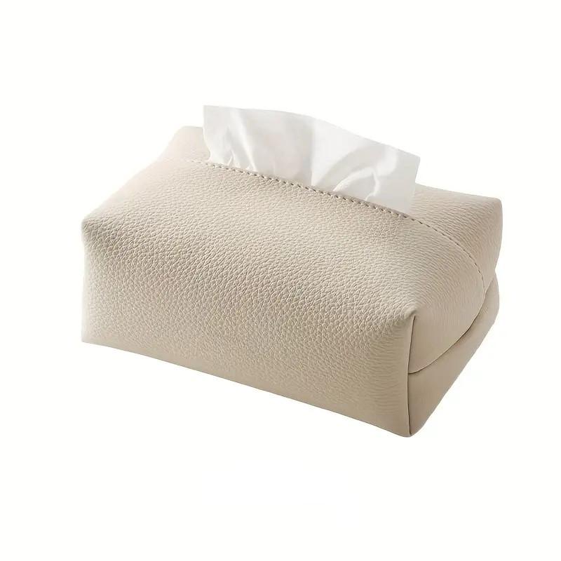 Solid Color Leather Tissue Box, Waterproof Tissue Holder, Square Tissue Storage Box for Bathroom, Living Room, Restaurant, Home Supplies
