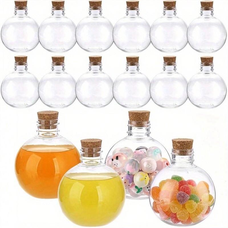 Transparent Plastic Ball-Shaped Potion Bottle with Cork, Sand Art Container, Party Drink Bottle, DIY Craft Bottle, Essential Oil Bottle