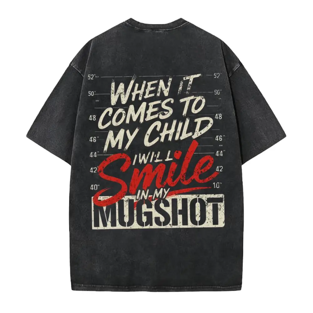 "Smile In My Mugshot" Men's Graphic T-Shirt - Casual Short-Sleeve Cotton Top, Lightweight Streetwear Gift for Husband, Tshirt Round Neck Soft Smooth Seamless