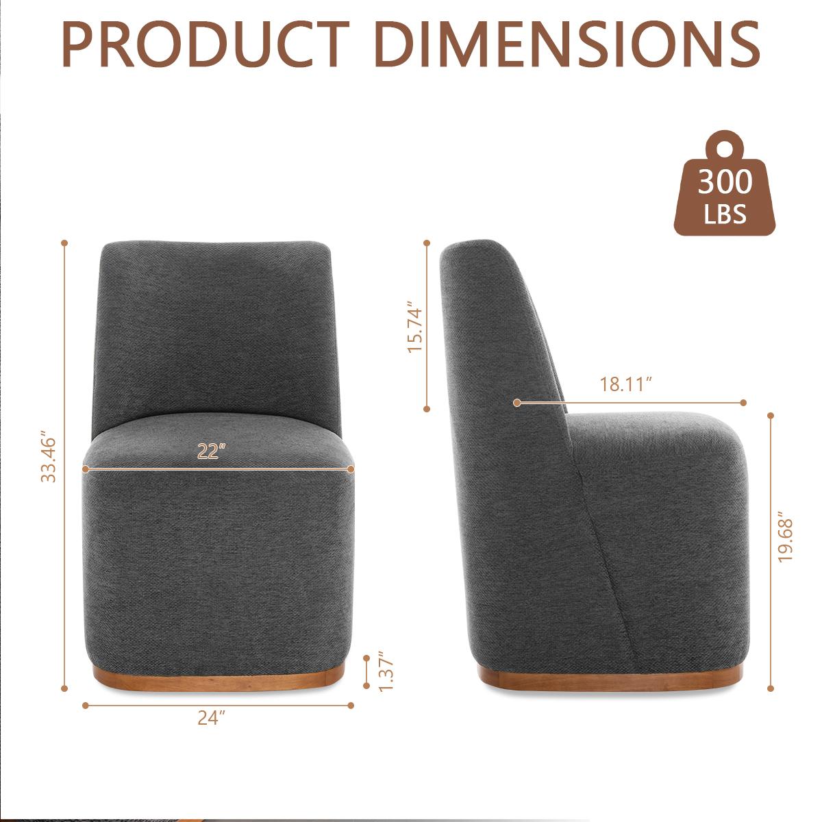 BALIAAFURNITURE 2/4 Pcs of Set Rolling Dining Chairs with Casters, Modern Upholstered Kitchen & Dining Room Comfortable Decorative Chairs