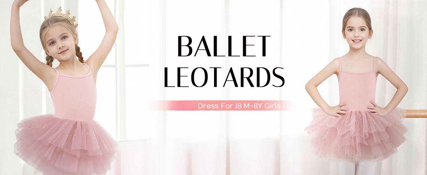 Toddler Girls Ballet Tutu Dress, Ballet Leotard with Tulle Skirt, Ballerina Dance Outfit for Ballet Class & Recitals
