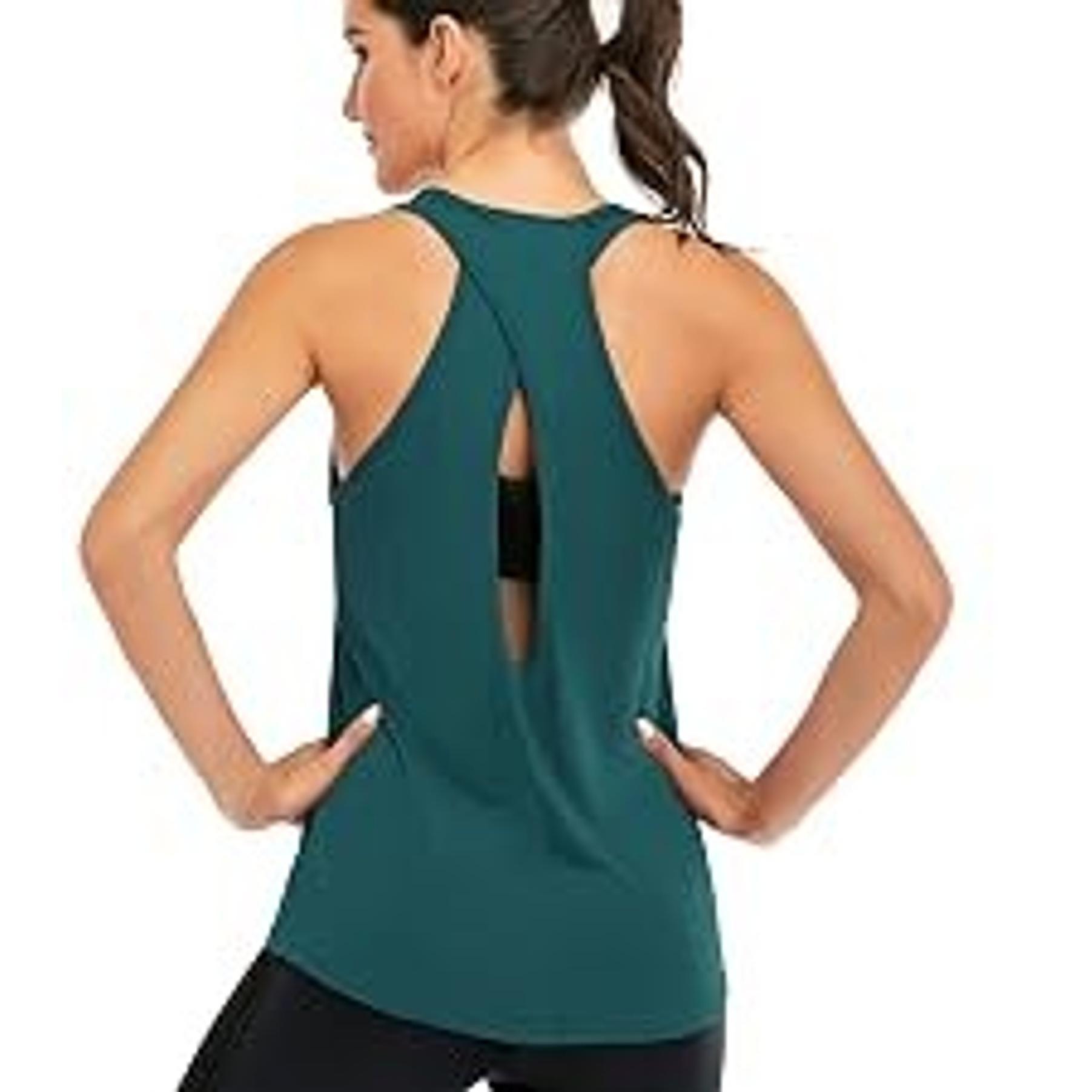 Women's Cross Backless Workout Racerback Tank Top Open Back Running Muscle Yoga ShirtGift