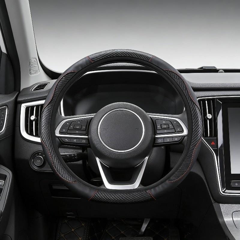 2026 New Patchwork Leather Steering Wheel Cover, Multiple Colors Available, Anti-Slip Breathable All-Season Universal Fit, Car Accessories Interior