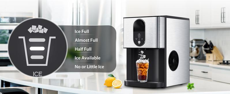 COWSAR Nugget Ice Maker Dispenser, Self Dispensing Pellet Ice Maker, 44lbs/24H, 15mins Quick Ice Make, 3.3lbs Ice Storage, Ice Full Indicator, Self-Cleaning, Home, Kitchen, Bar, Party Ice Maker Machine