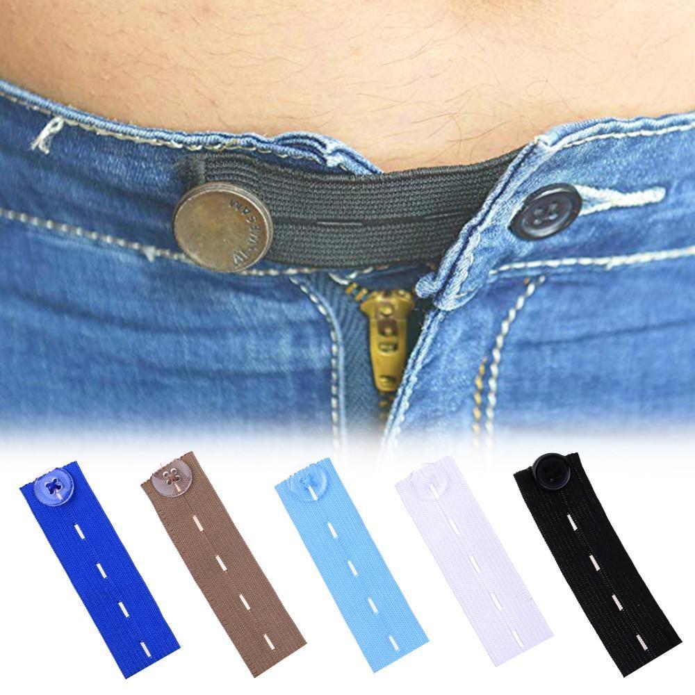 5-Pack Elastic Denim Waist Extenders, Simple Solid Color Belt Buckles, Adjustable Waistbands, Sewing Supplies, Dorm Essentials, Summer Gift