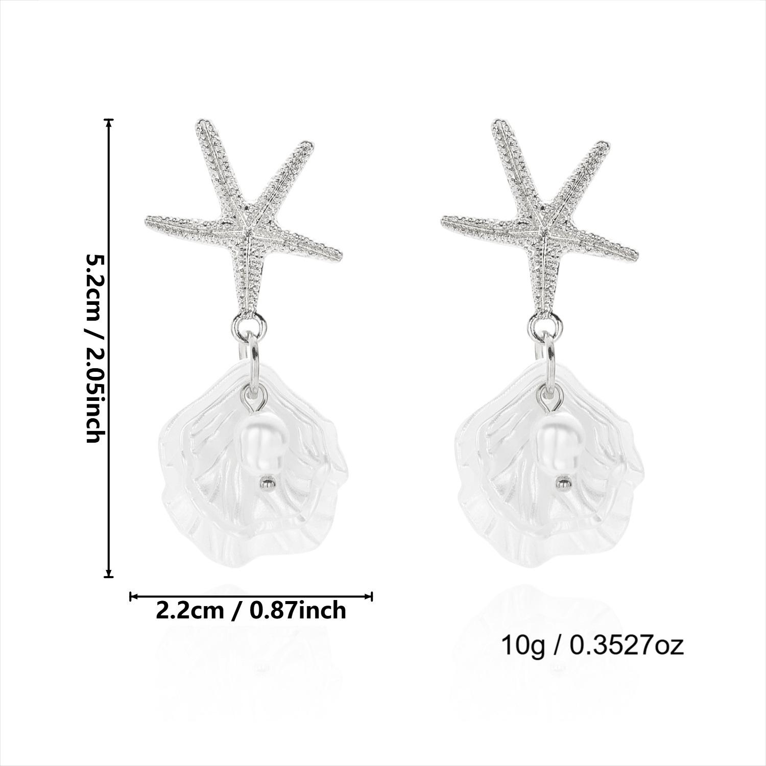 Stylish Beach Vacation Inspired Starfish Pearl and Seashell Dangle Earrings for Women Trendy Summer Resort Jewelry Gift