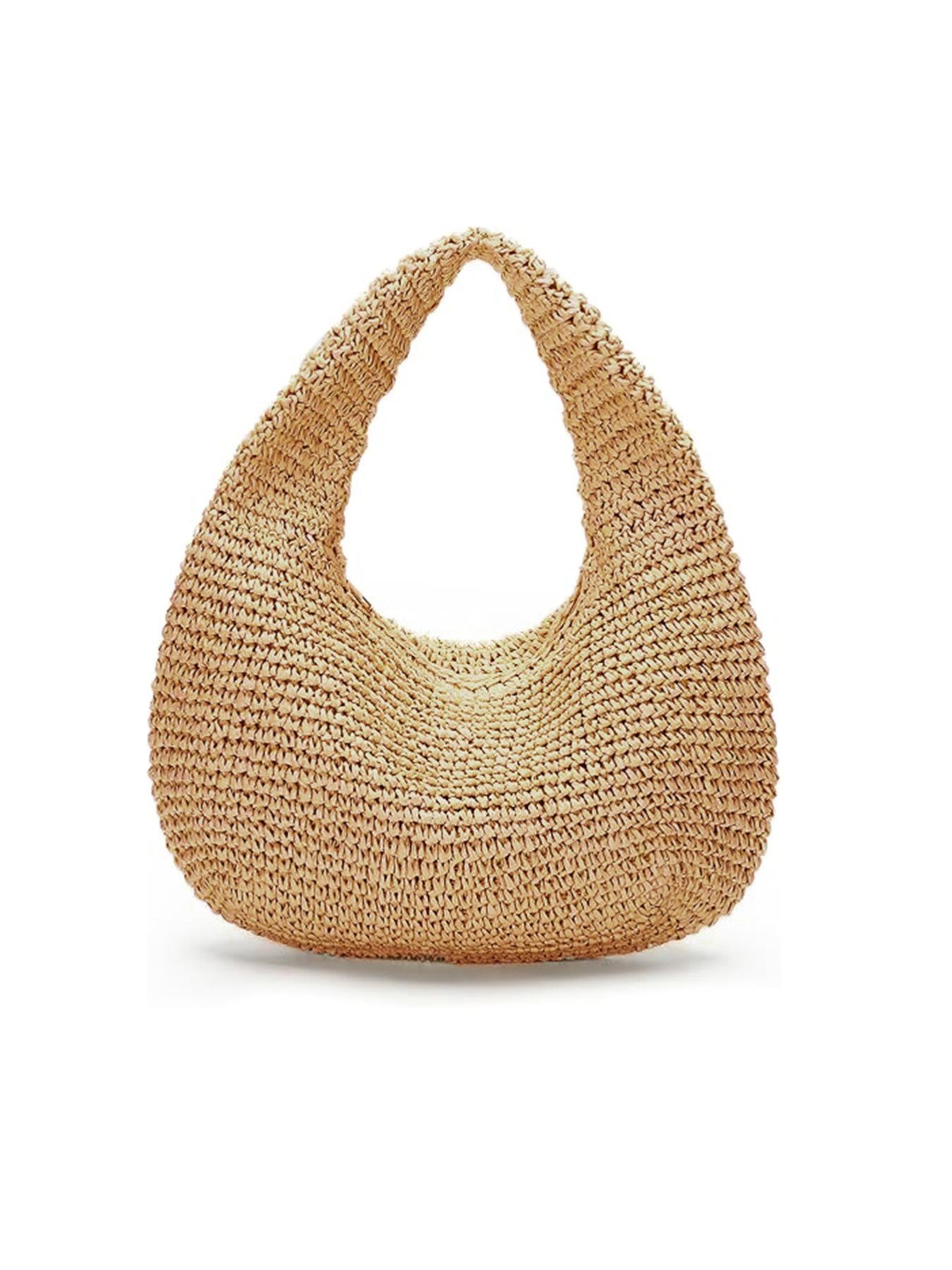 Women's Fashionable Straw Handbag, Casual Versatile Zipper Hobo Bag for Daily Used, Trendy All-match Bag for Commuters and Students