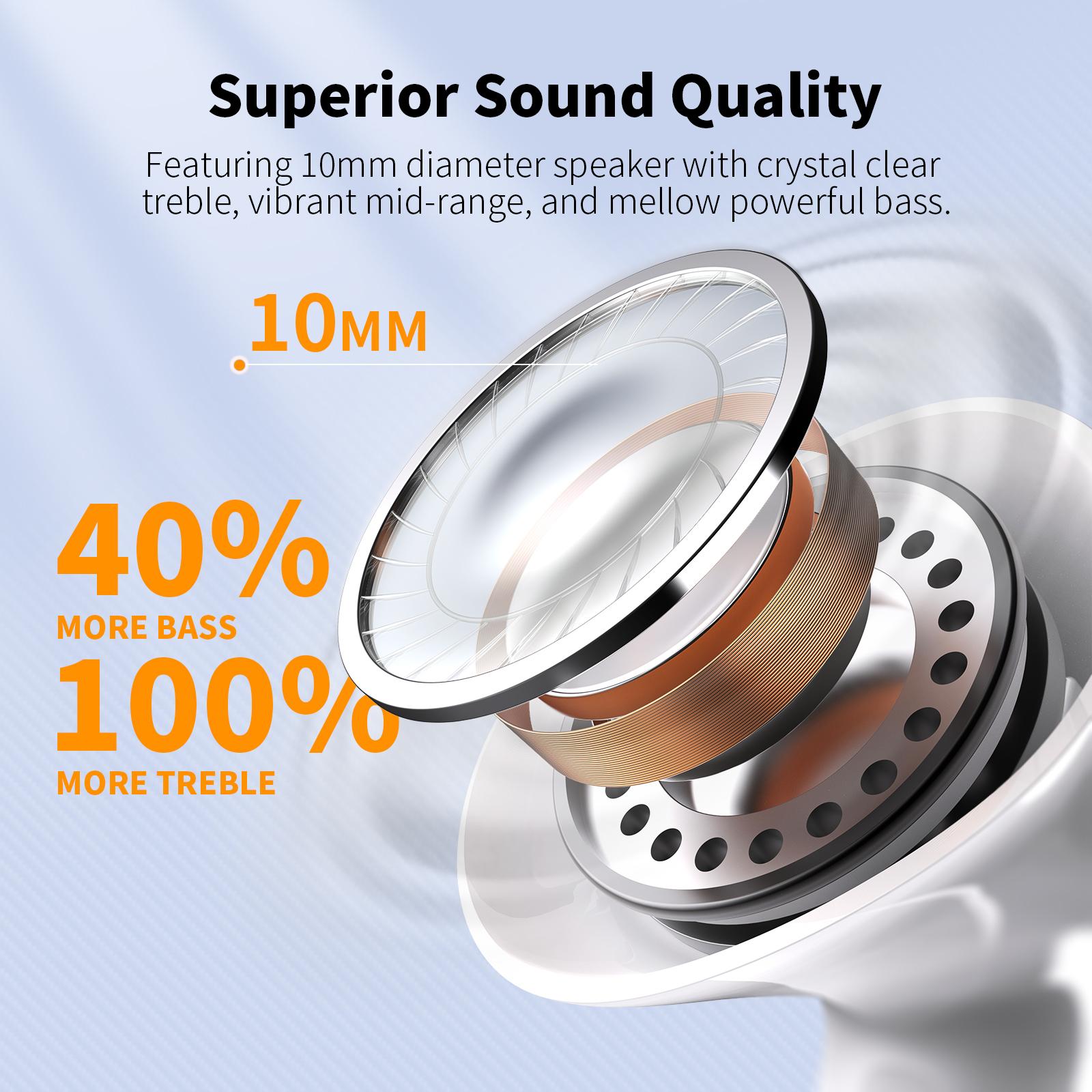 In Ear Headphones, Wireless Headphones 25H Playtime with Deep Bass Stereo Sound Low Latency Game Mode and Environmental Call Noise Cancellation Sports Earbuds Bluetooth 5.3 Earphones c30i