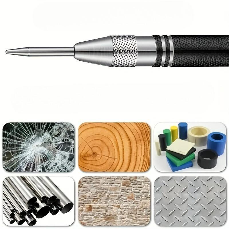 Automatic Center Punch with 1 Replacement Tip, 1 Count Adjustable Center Hole Punch Marker, Spring Loaded Drill Center Hole Punch, Adjustable Mechanism, Specialty Hand Tools