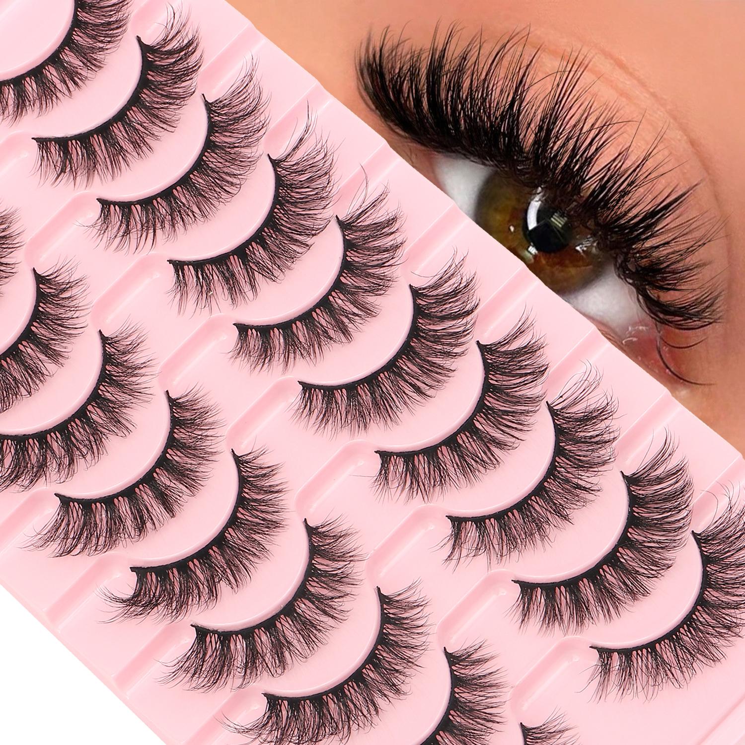 Natural Thin Voluminous Curled Eyelashes, Band, Soft Waterproof Reusable Beginner Friendly, Perfect for Daily Wear Party Travel Gift