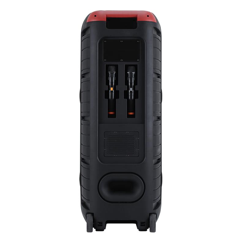 Dual 15 inch Karaoke Speaker System W/ 2 Microphone Portable Party Box Loud Big Speaker Wireless Bluetooth Stereo Rechargeable Remote Control LED Lighting Dual 15 inch Karaoke Speaker System W/ 2 Microphone Portable Party Box Loud Big Speaker Wireless Bluetooth Stereo Rechargeable Remote Control LED Lighting