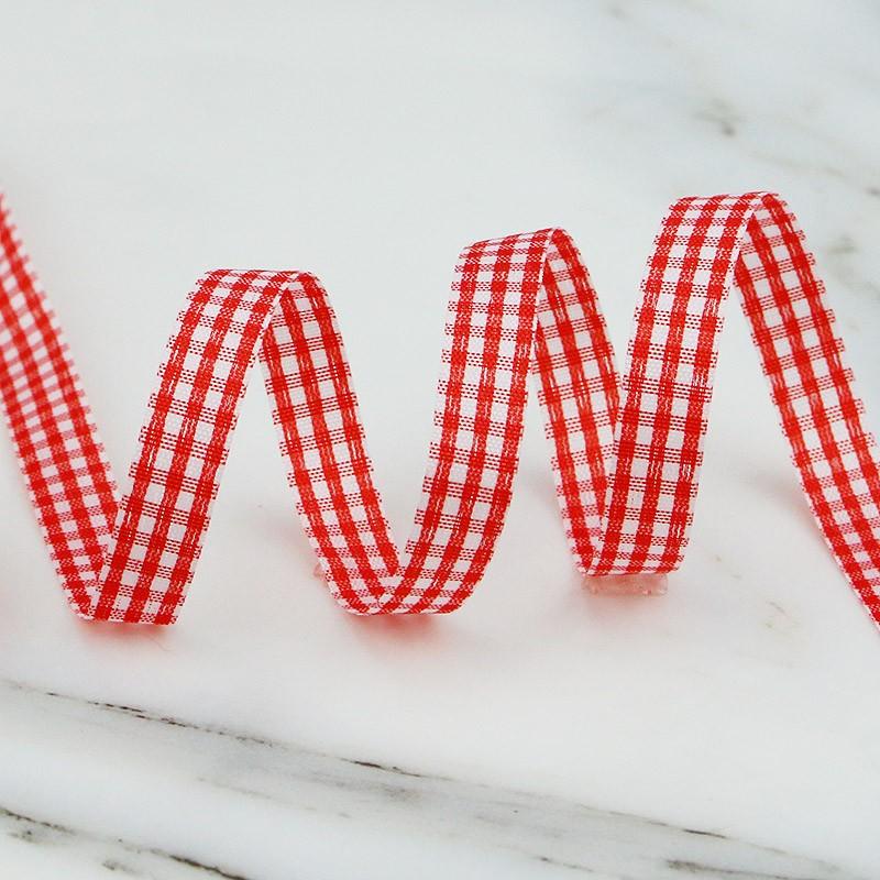 50m Plaid Ribbon Roll, 1cm Wide, Ideal for Home Wedding Christmas Party Decor, DIY Hair Clips, Bowties, Gift Wrapping, Sewing Supplies