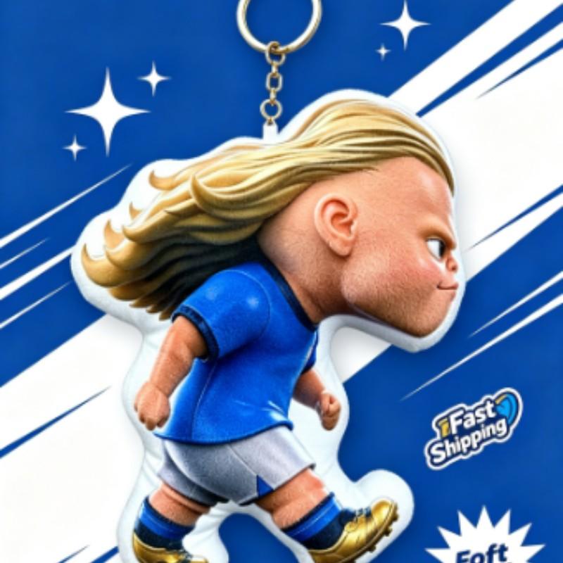 Football World Cup Star Plush Toy Harland Doll, Bag Pendant Stuffed Animal Keychain Charm, Memorial Gift, Collectible Souvenir