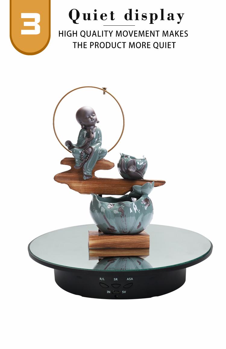 360 Degree Electric Rotating Turntable Low Noise Adjustable Smooth Rotation Non-Slip Display Stand for Photographic Products (White, 7.8 inches/Load 17 LB/with Mirror Glass) Camera Bear Plug