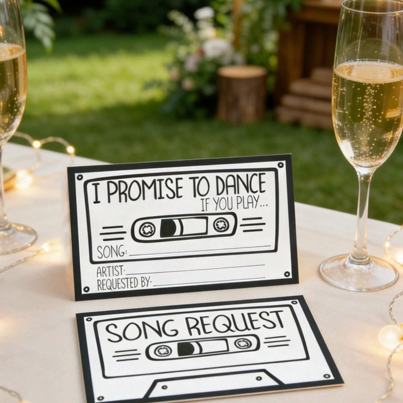 Retro Music Request Card, Wedding Anniversary Card, Bride Gift Party Song Request Card, Birthday Party Song Request Card, Wedding Photo Prop